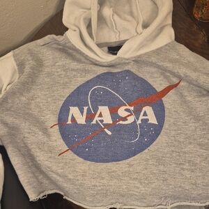 Chemistry Gray NASA Cropped Hoodie with Blue Logo Size Small